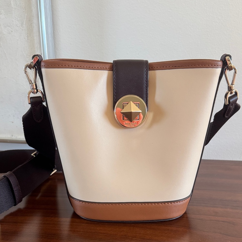 Kate Spade Audrey Mini Bucket Bag Camel Smooth Leather Crossbody